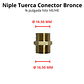 Niple Tuerca Conector Bronce 3/8 Pulgada Hilo He/he - Miniatura 3