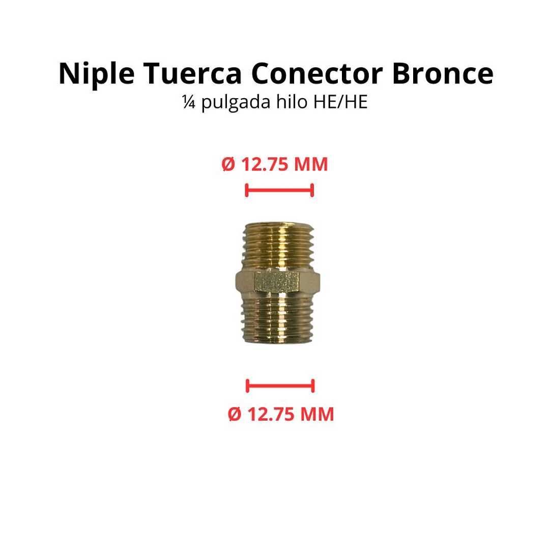 Niple Tuerca Conector Bronce 1/4 Pulgada Hilo He/he Pack 2 Unidades 4