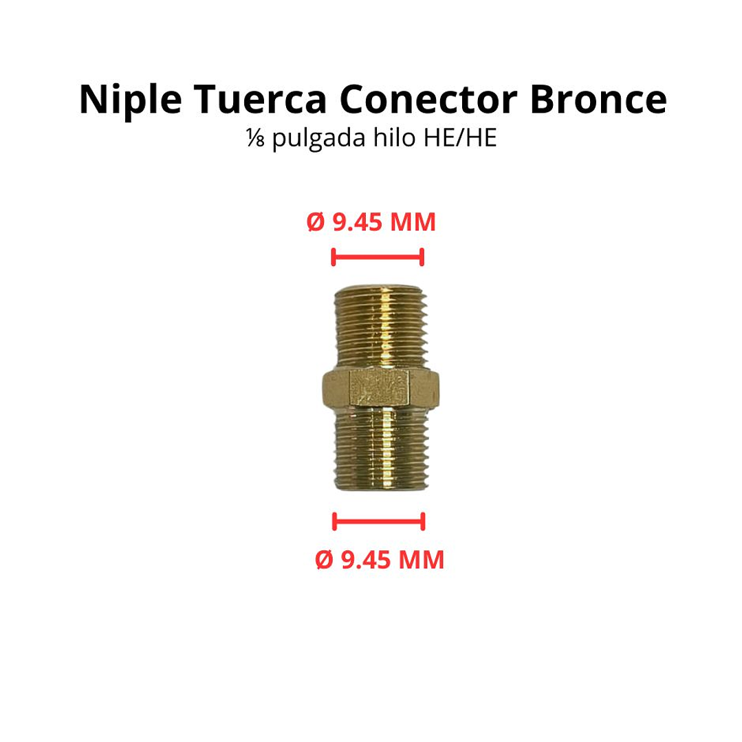 Niple Tuerca Conector Bronce 1/8 Pulgada Hilo He/he Pack 2 Unidades 4
