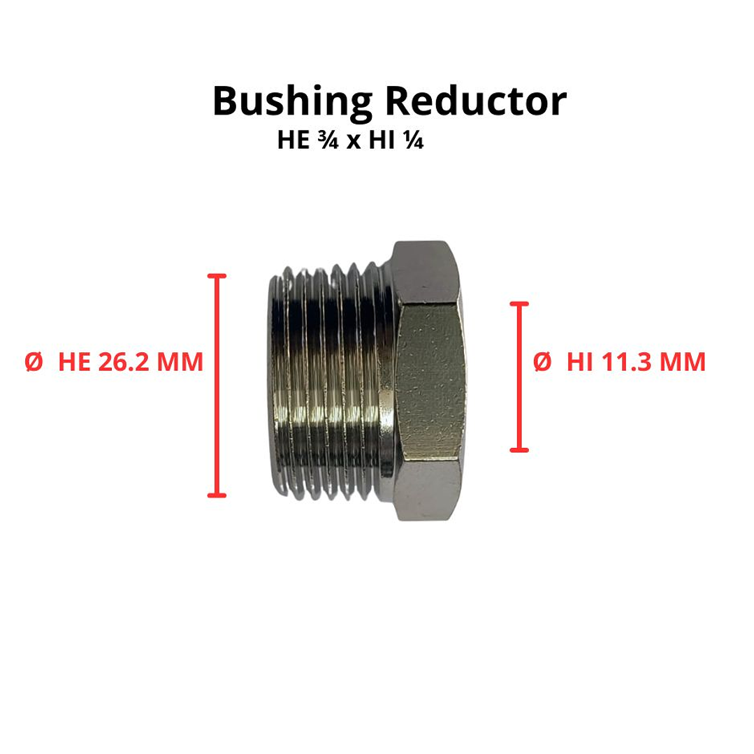 Bushing Reductor Latón Niquelado He 3/4 X Hi 1/4 3