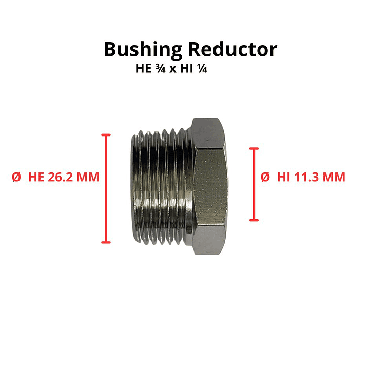 Bushing Reductor Latón Niquelado He 3/4 X Hi 1/4 3