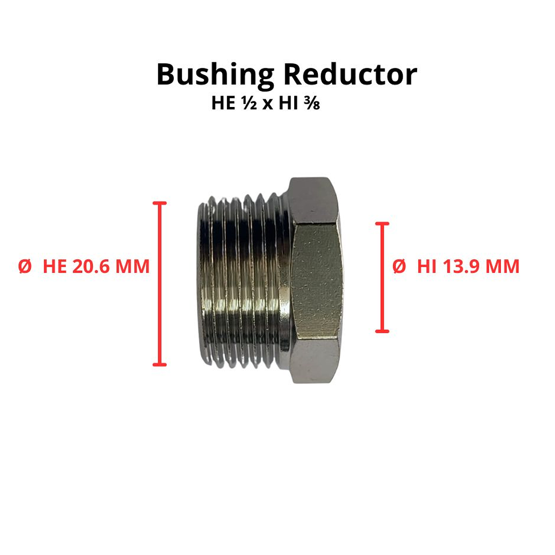 Bushing Reductor Latón Niquelado He 1/2 X Hi 3/8 3
