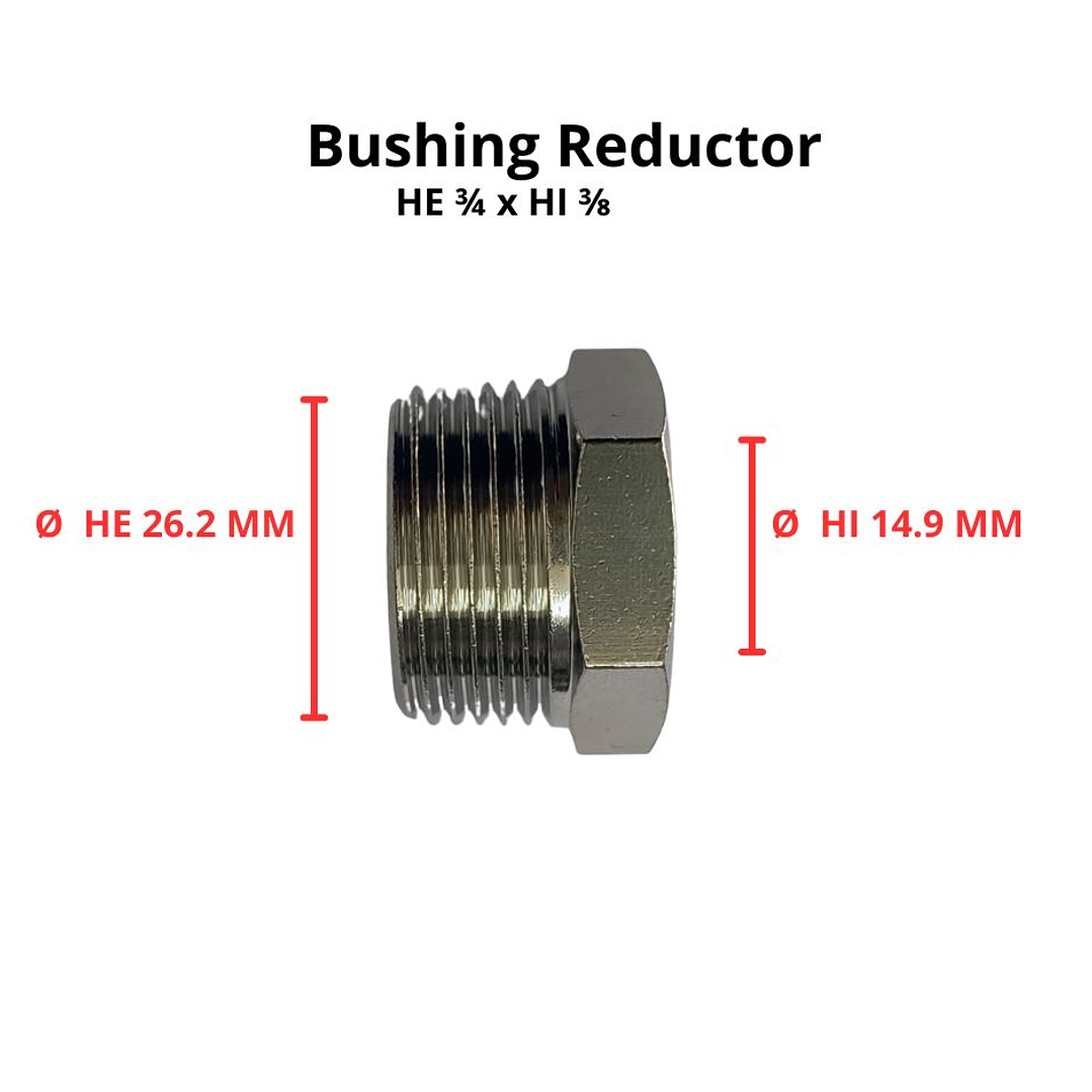 Bushing Reductor Latón Niquelado He 3/4 X Hi 3/8 3