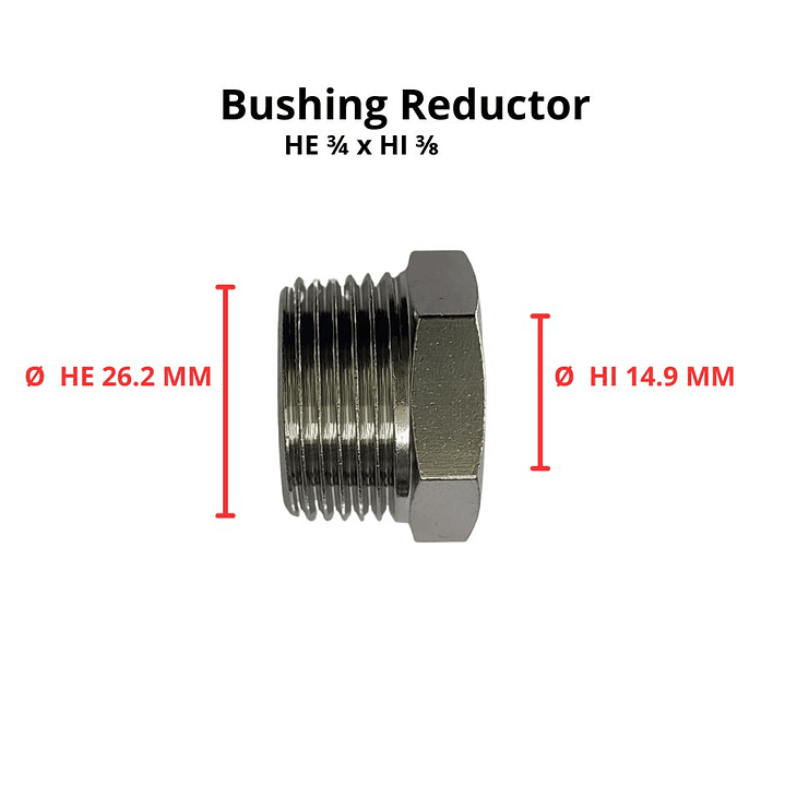 Bushing Reductor Latón Niquelado He 3/4 X Hi 3/8 3