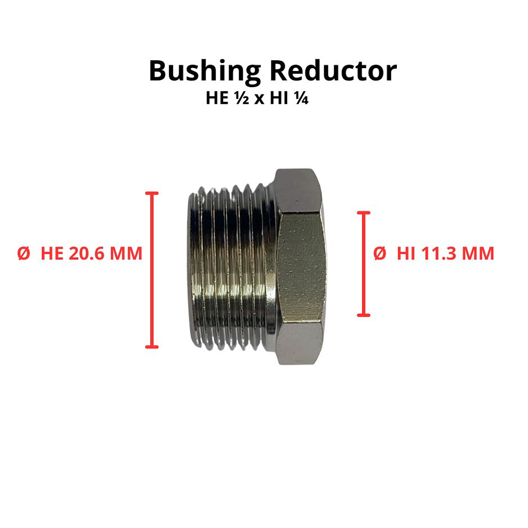 Bushing Reductor Latón Niquelado He 1/2 X Hi 1/4 3