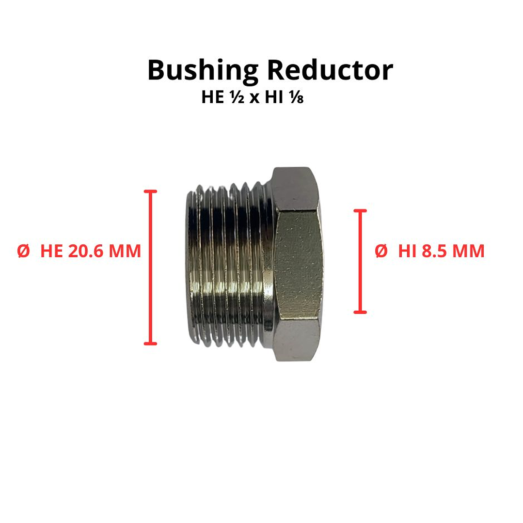 Bushing Reductor Latón Niquelado He 1/2 X Hi 1/8 3