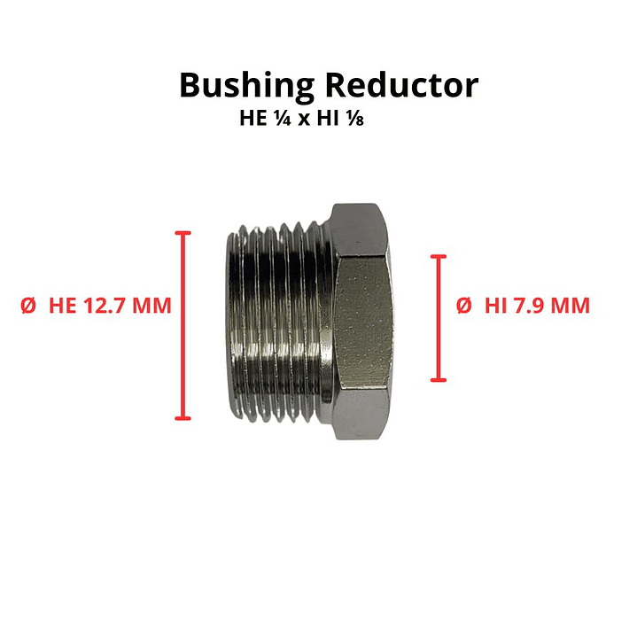 Bushing Reductor Latón Niquelado He 1/4 X Hi 1/8 Pack 2 Unidades 4