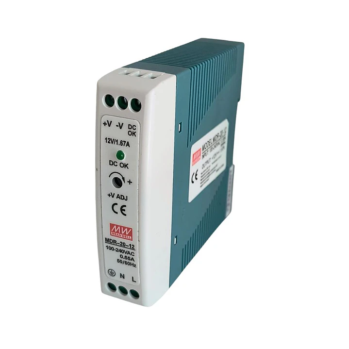 Fuente De Poder MDR-20-12, 12VDC, Potencia 20W, 1.67A, Mean Well 1