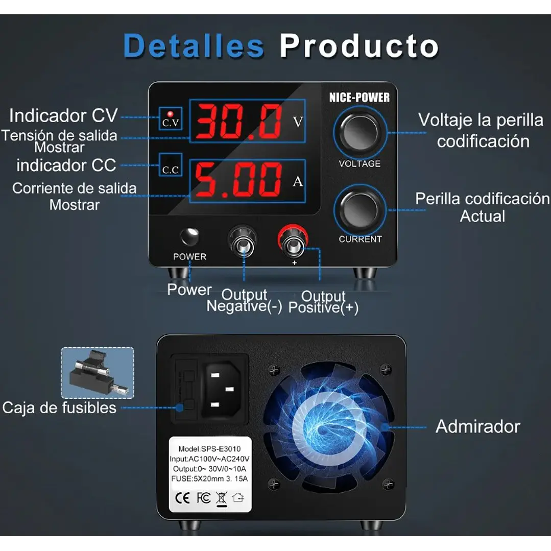 Nice-Power Fuente Poder Regulable De 0 A 30v/5amp 150w 3