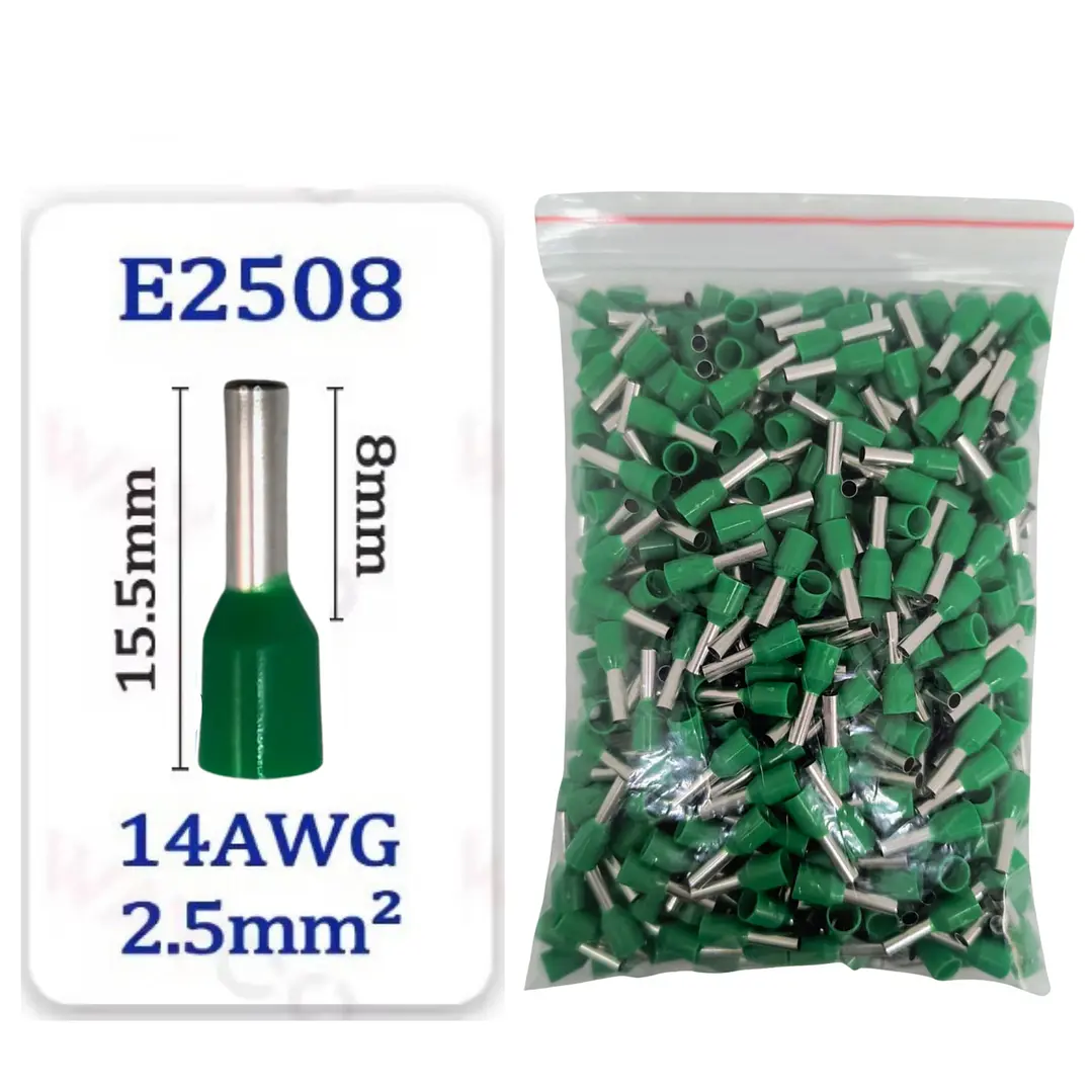 Terminal Ferrul Para Cable 2,5mm2 14awg, Pack 500 Unidades 1