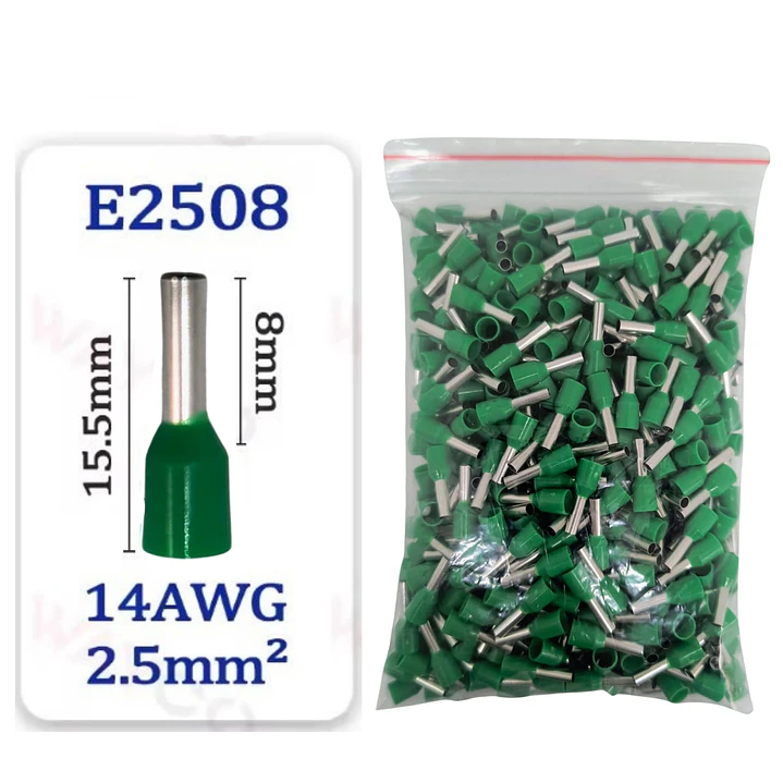 Terminal Ferrul Para Cable 2,5mm2 14awg, Pack 500 Unidades 1