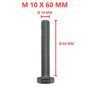 Perno Hexagonal M10 X 60mm Acero Inoxidable, Pack 100 Unidades