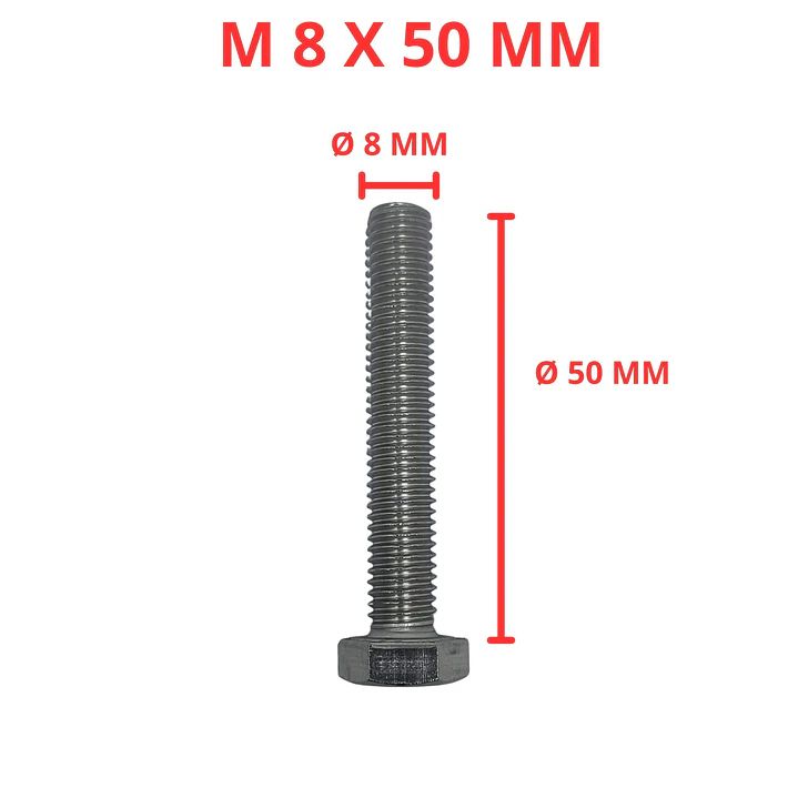 Perno Hexagonal M8 X 50mm Acero Inoxidable, Pack 50 Unidades 1