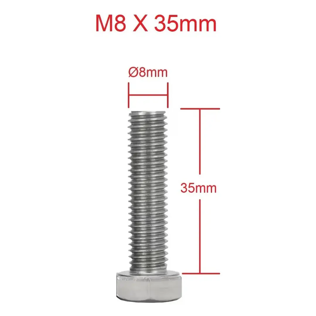 Perno Hexagonal M8 X 35mm Acero Inoxidable, Pack 50 Unidades 1