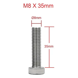 Perno Hexagonal M8 X 35mm Acero Inoxidable, Pack 100 Unidades