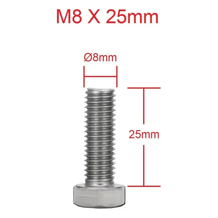 Perno Hexagonal M8 X 25mm Acero Inoxidable, Pack 50 Unidades 1