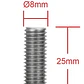 Perno Hexagonal M8 X 25mm Acero Inoxidable, Pack 50 Unidades - Miniatura 1