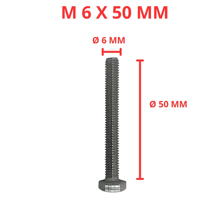 Perno Hexagonal M6 X 50mm Acero Inoxidable, Pack 25 Unidades 1