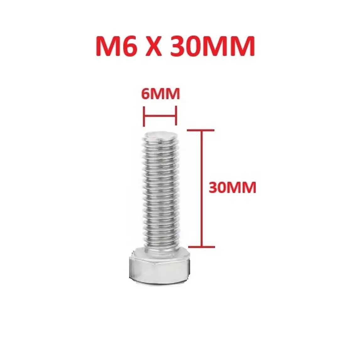 Perno Hexagonal M6 X 30mm Acero Inoxidable, Pack 50 Unidades 1