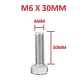 Perno Hexagonal M6 X 30mm Acero Inoxidable, Pack 100 Unidades - Miniatura 1