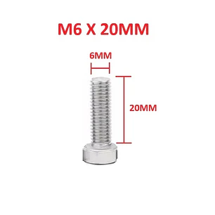 Perno Hexagonal M6 X 20mm Acero Inoxidable, Pack 50 Unidades
