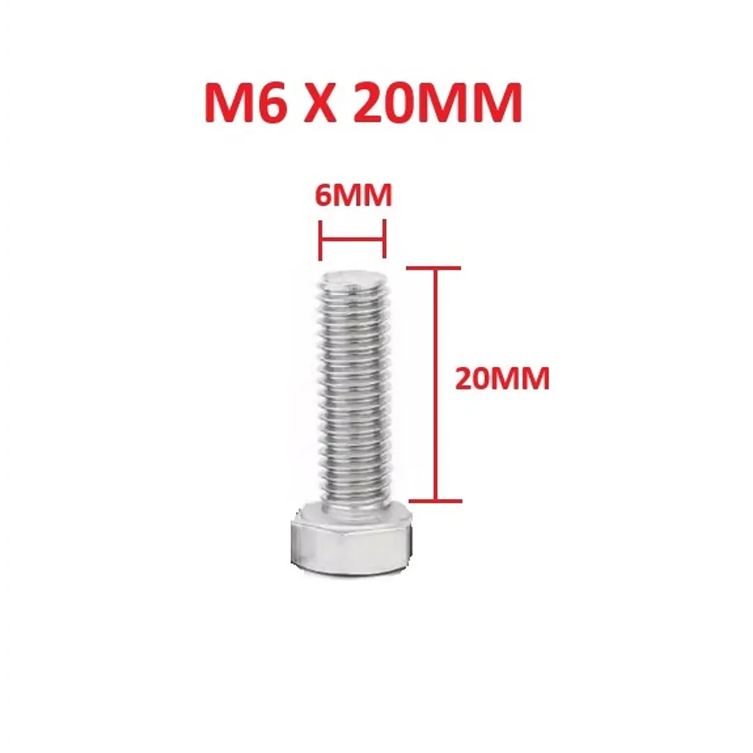 Perno Hexagonal M6 X 20mm Acero Inoxidable, Pack 100 Unidades 1