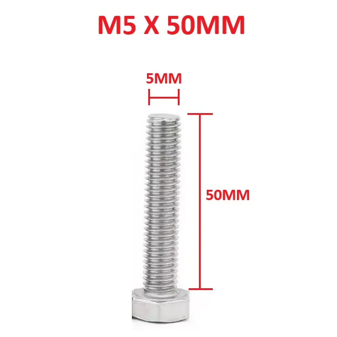 Perno Hexagonal M5 X 50mm Acero Inoxidable, Pack 50 Unidades 1