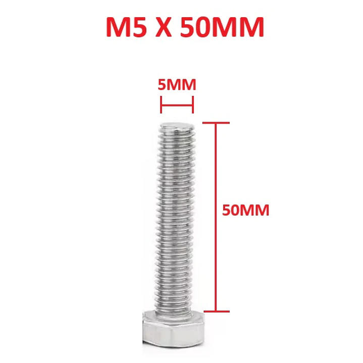 Perno Hexagonal M5 X 50mm Acero Inoxidable, Pack 100 Unidades 1