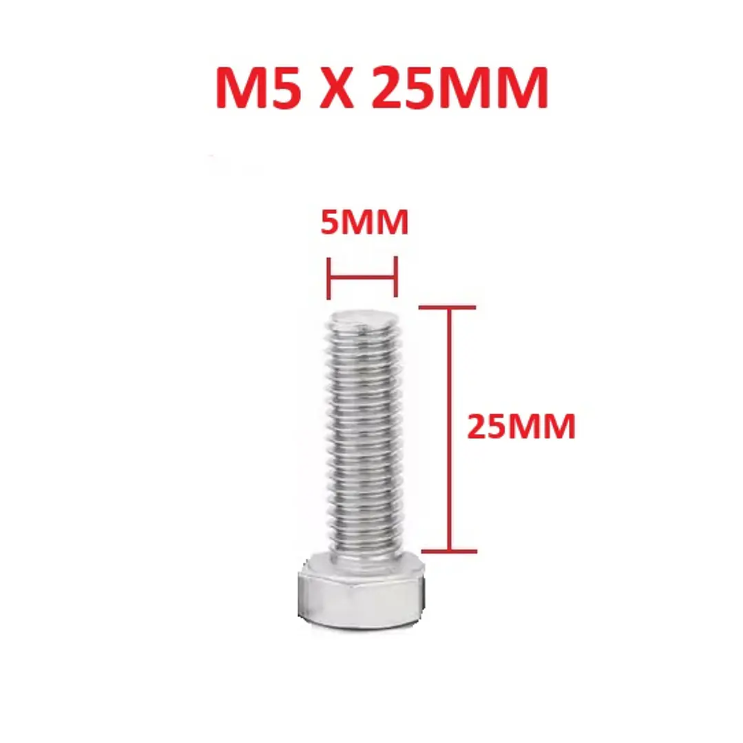 Perno Hexagonal M5 X 25mm Acero Inoxidable, Pack 50 Unidades 1