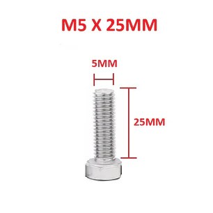 Perno Hexagonal M5 X 25mm Acero Inoxidable, Pack 100 Unidades