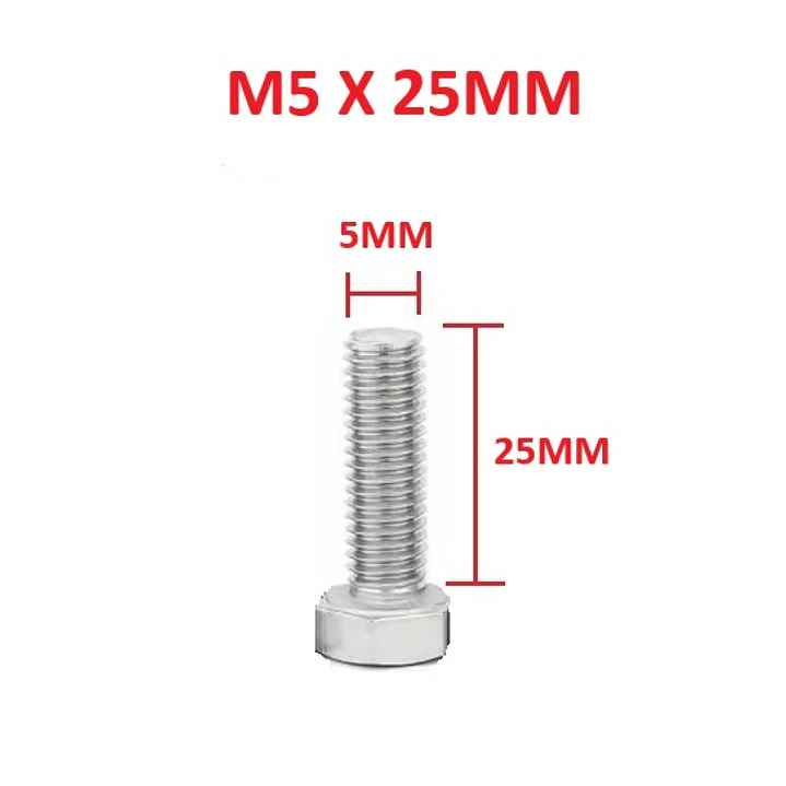 Perno Hexagonal M5 X 25mm Acero Inoxidable, Pack 100 Unidades 1