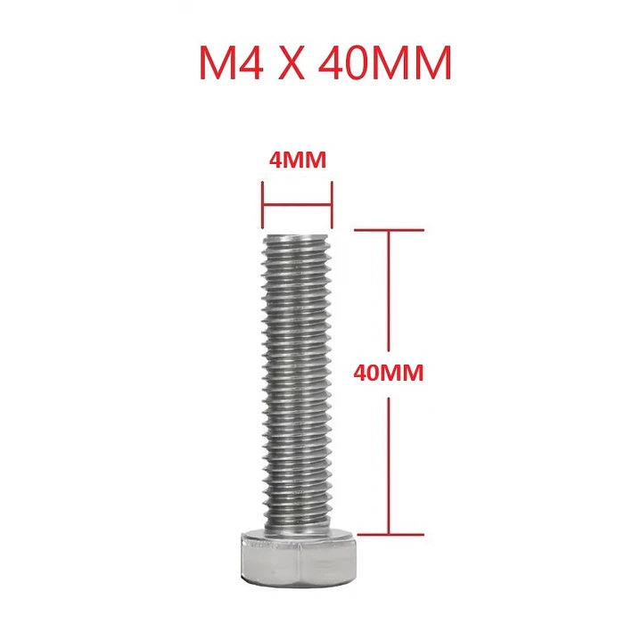 Perno Hexagonal M4 X 40mm Acero Inoxidable, Pack 50 Unidades 1