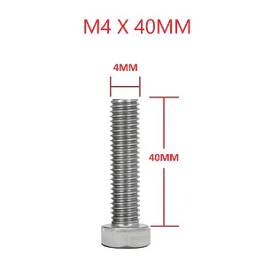 Perno Hexagonal M4 X 40mm Acero Inoxidable, Pack 100 Unidades