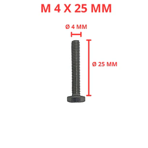 Perno Hexagonal M4 X 25mm Acero Inoxidable, Pack 50 Unidades