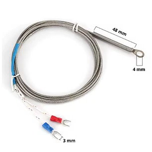 Sonda Termocupla Tipo K 0-400°c, Arandela 4mm, Cable 2mts