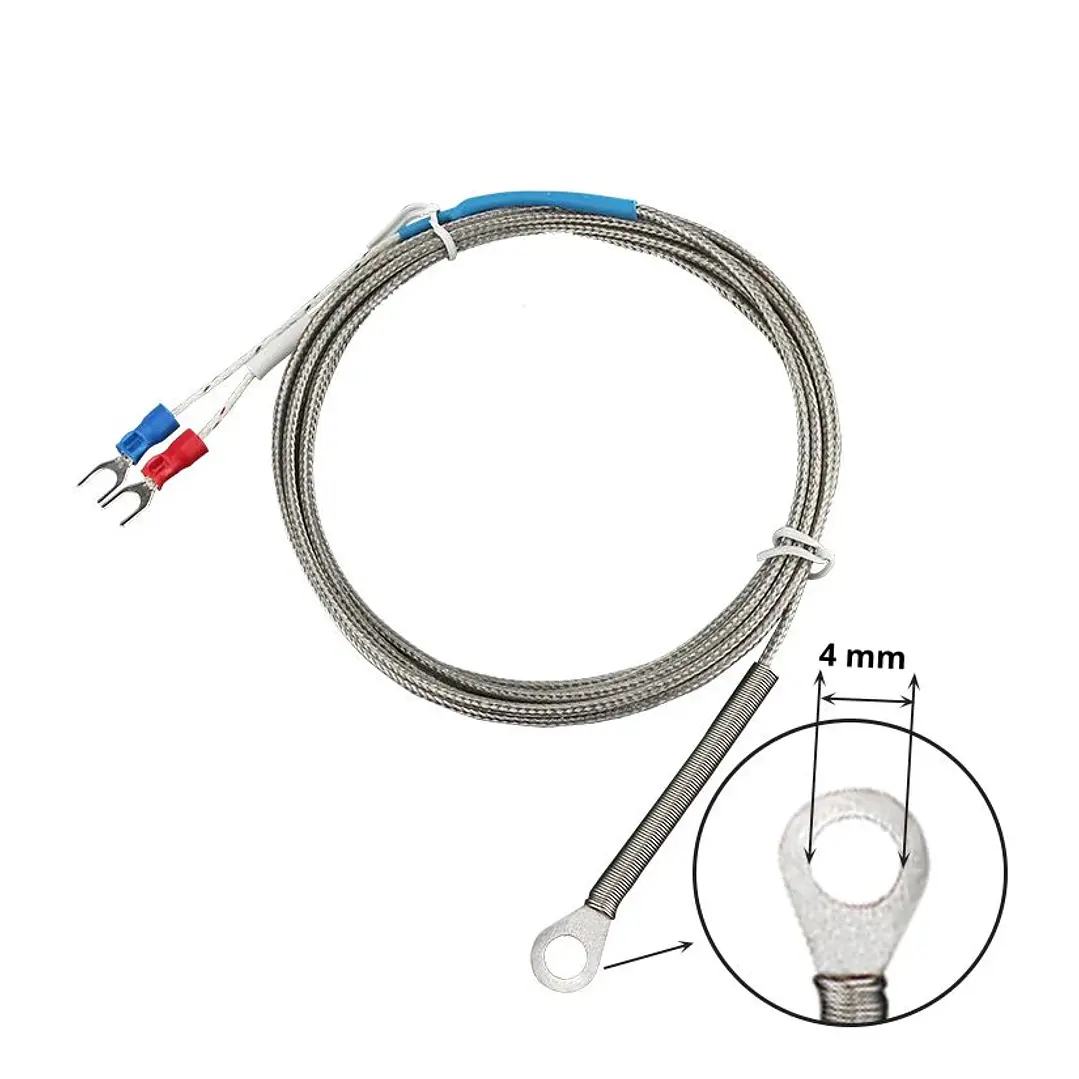 Sonda Termocupla Tipo K 0-400°c, Arandela 4mm, Cable 2mts 3