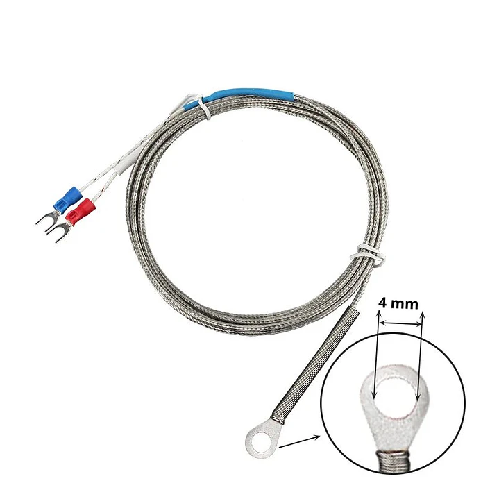Sonda Termocupla Tipo K 0-400°c, Arandela 4mm, Cable 2mts 3