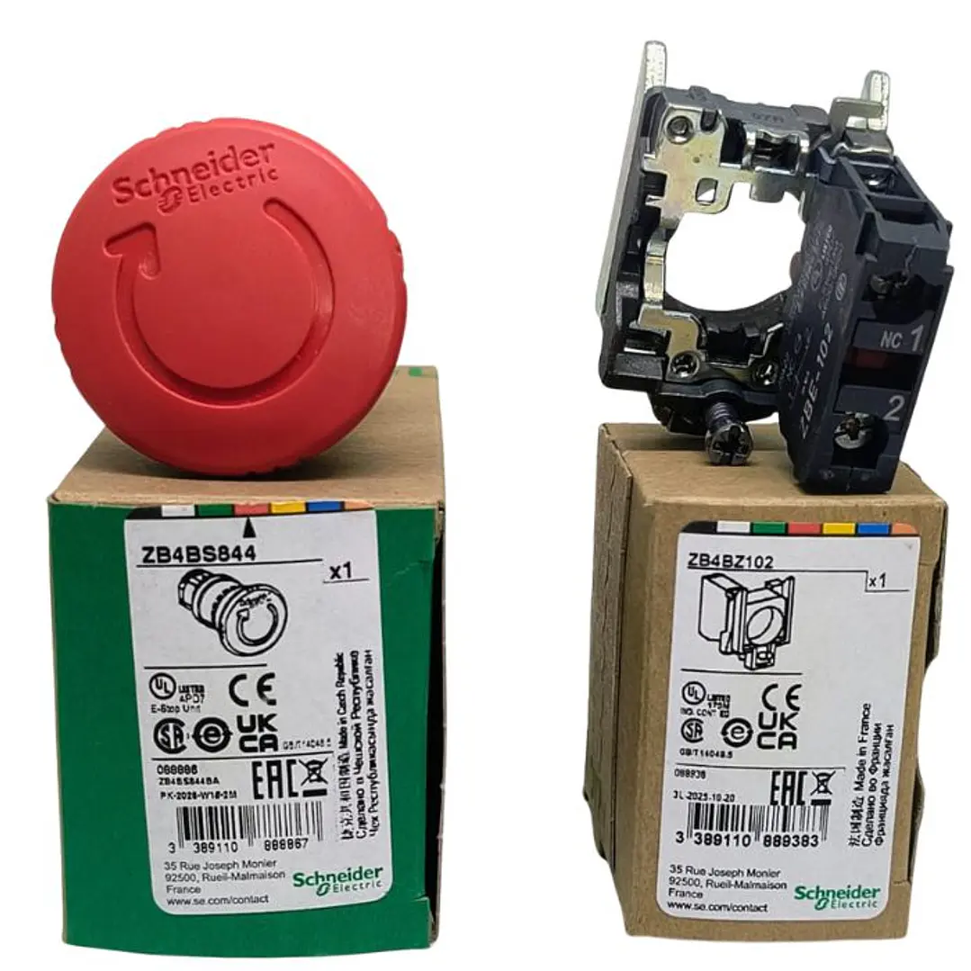 Pulsador Parada Emergencia Metálico 22mm, 1NC (ZB4BS844) + Cuerpo Pulsador (ZB4BZ102), (XB4BS8442) Schneider Electric 2