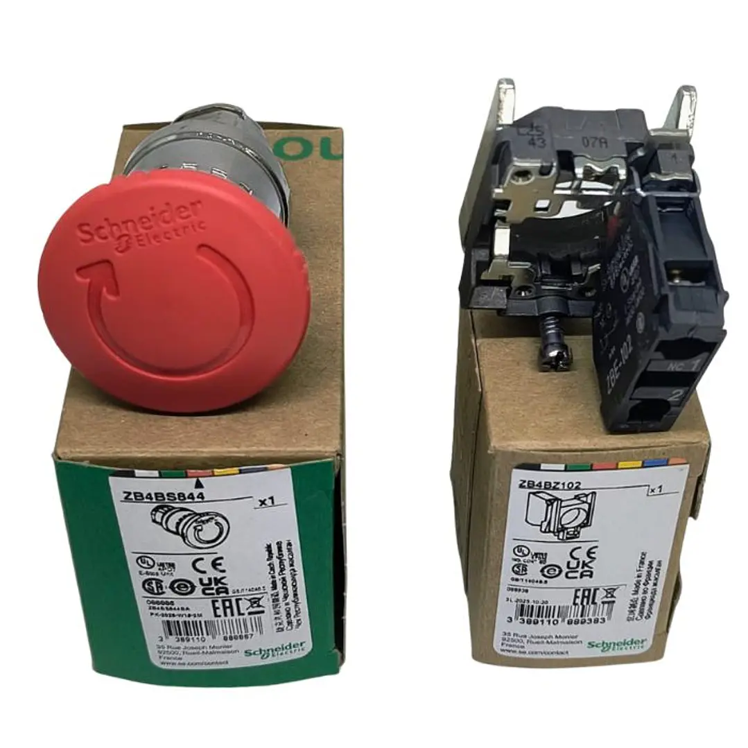 Pulsador Parada Emergencia Metálico 22mm, 1NC (ZB4BS844) + Cuerpo Pulsador (ZB4BZ102), (XB4BS8442) Schneider Electric 3