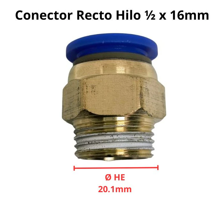 Conector Recto Hilo 1/2 X 16mm Neumático 3