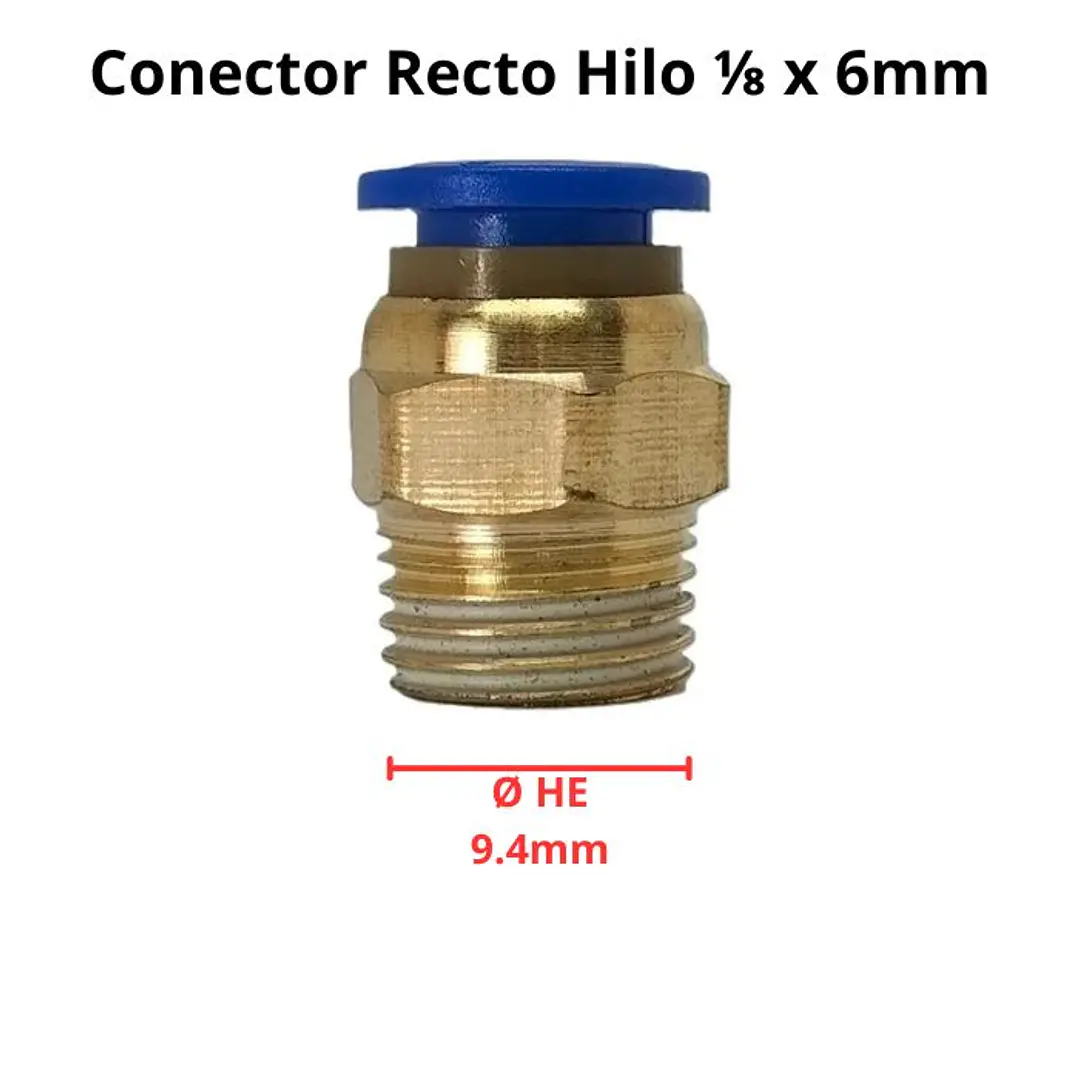 Conector Recto Hilo 1/8 X 6mm Neumático 4