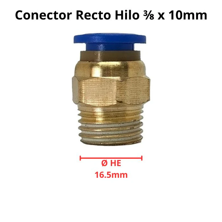 Conector Recto Hilo 3/8 X 10mm Neumático 3