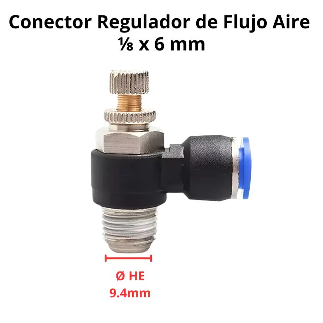 Conector Regulador De Flujo Aire Hilo De 1/8 X 6mm Neumático Pack 6 Unidades 3
