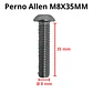 Perno Allen M8x35mm, Cabeza Botón, Inox 304, Pack 5 Unidades - Miniatura 3
