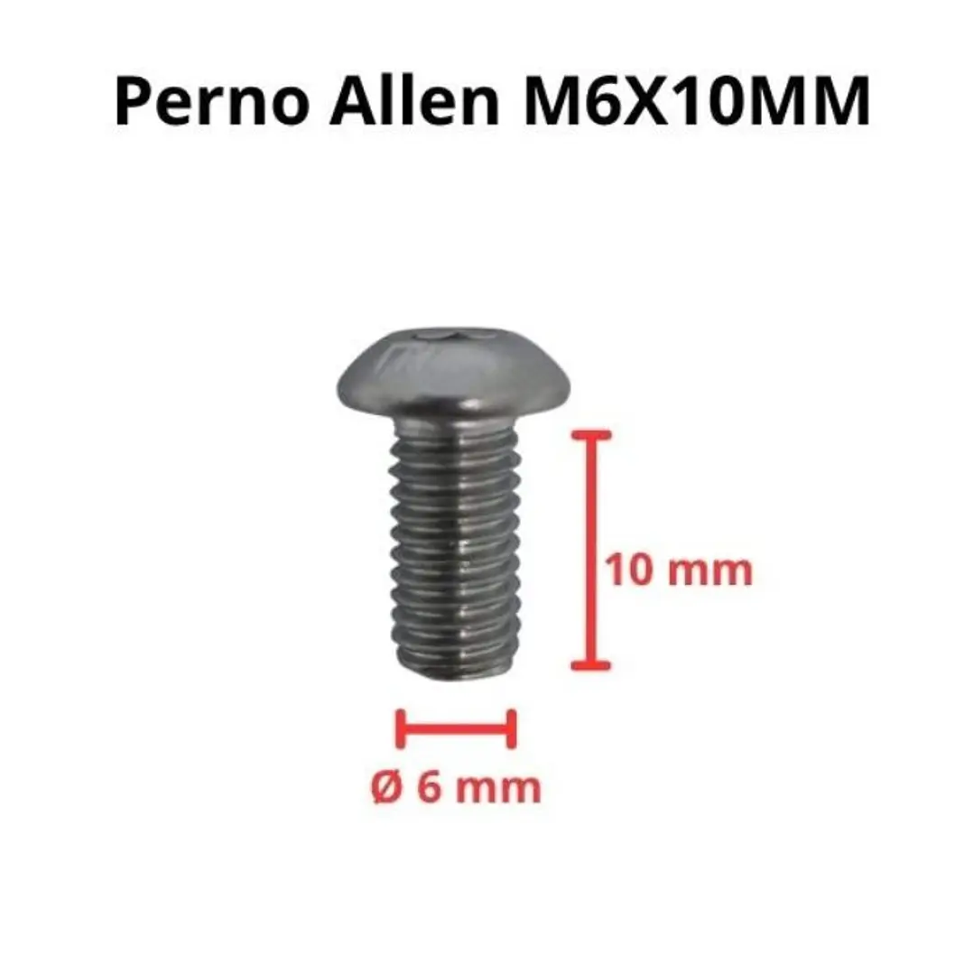 Perno Allen M6x10mm, Cabeza Botón, Inox 304, Pack 10 Unid. 3