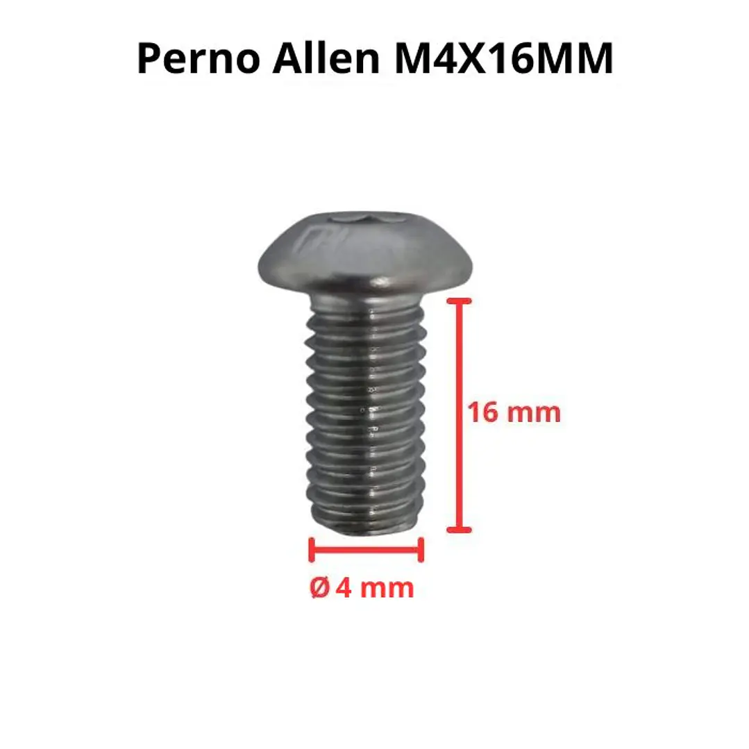 Perno Allen M4x16mm, Cabeza Botón, Inox 304, Pack 5 Unidades 3