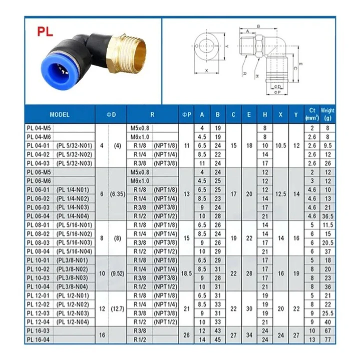 Conector Codo 1/8 X 4mm 3