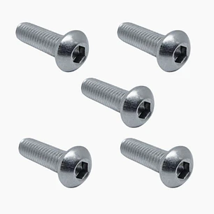 Perno Allen M6x25mm, Cabeza Botón, Inox 304, Pack 5 Unidades
