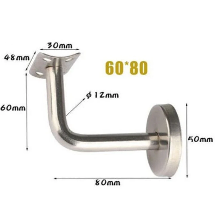 Soporte Escuadra Curvo Pasamanos Escalera Acero Inox 2 Unidades 8