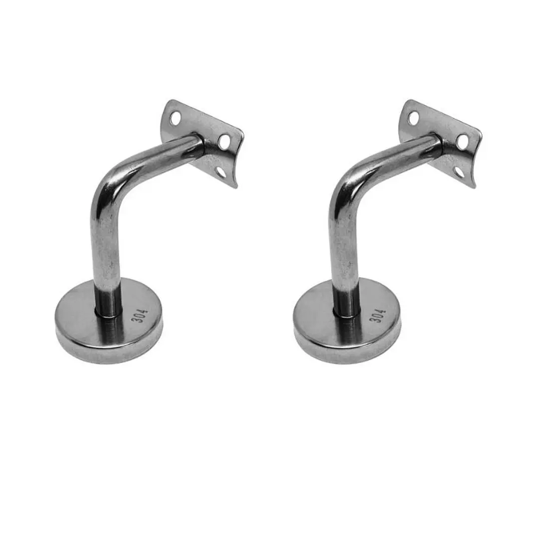 Soporte Escuadra Curvo Pasamanos Escalera Acero Inox 2 Unidades 1
